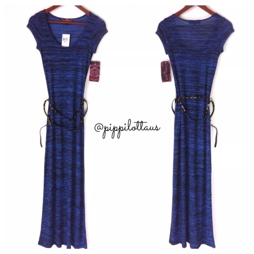 NWT ALMOST FAMOUS CUP SLEEVE BLUE MAXI DRESS SZ S